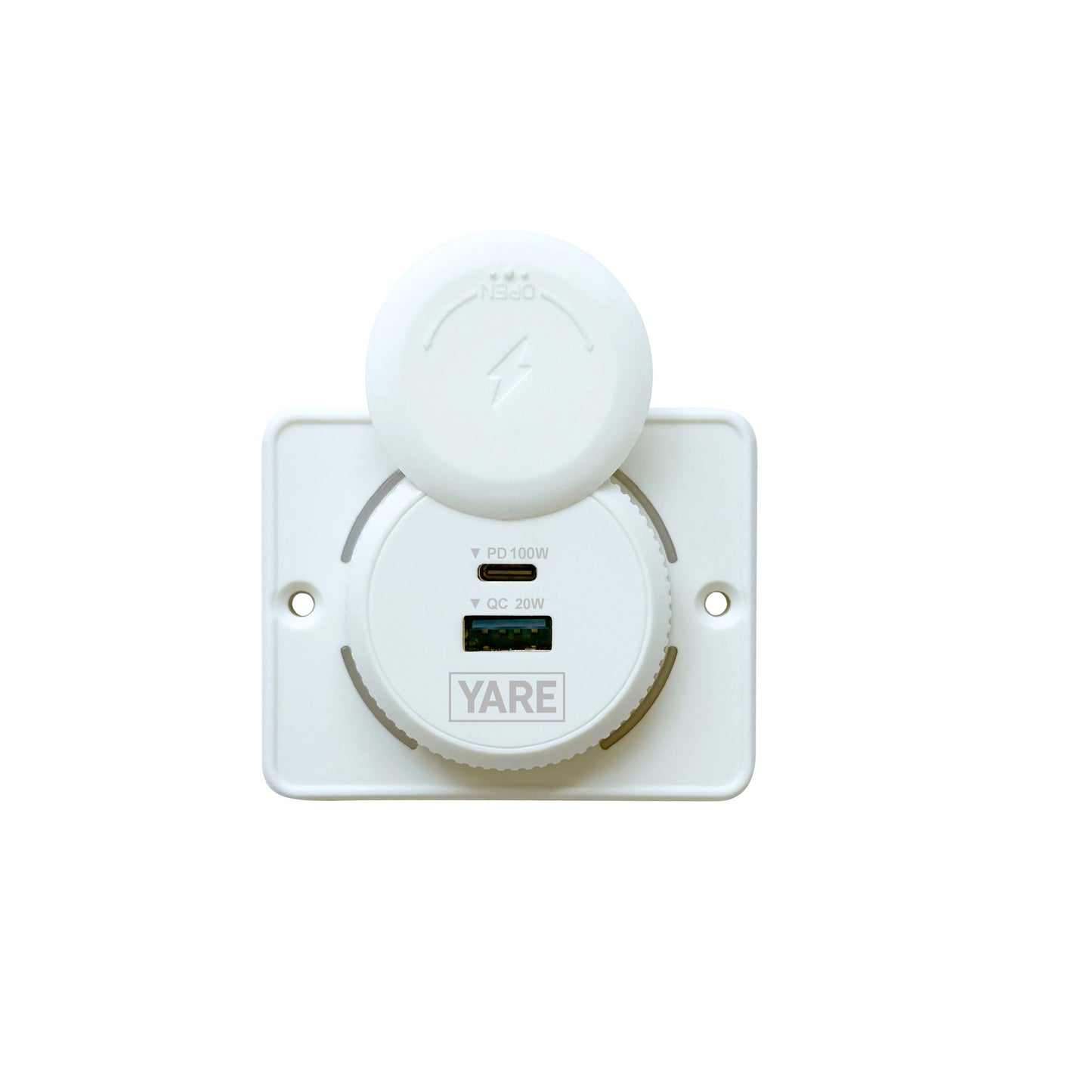 Flush Mount Charger – White 120W 12/24 Volt Dual USB (100W USB-C + 20W USB-A)