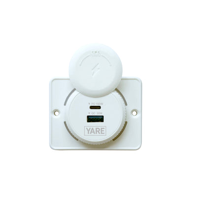 Flush Mount Charger – White 120W 12/24 Volt Dual USB (100W USB-C + 20W USB-A)