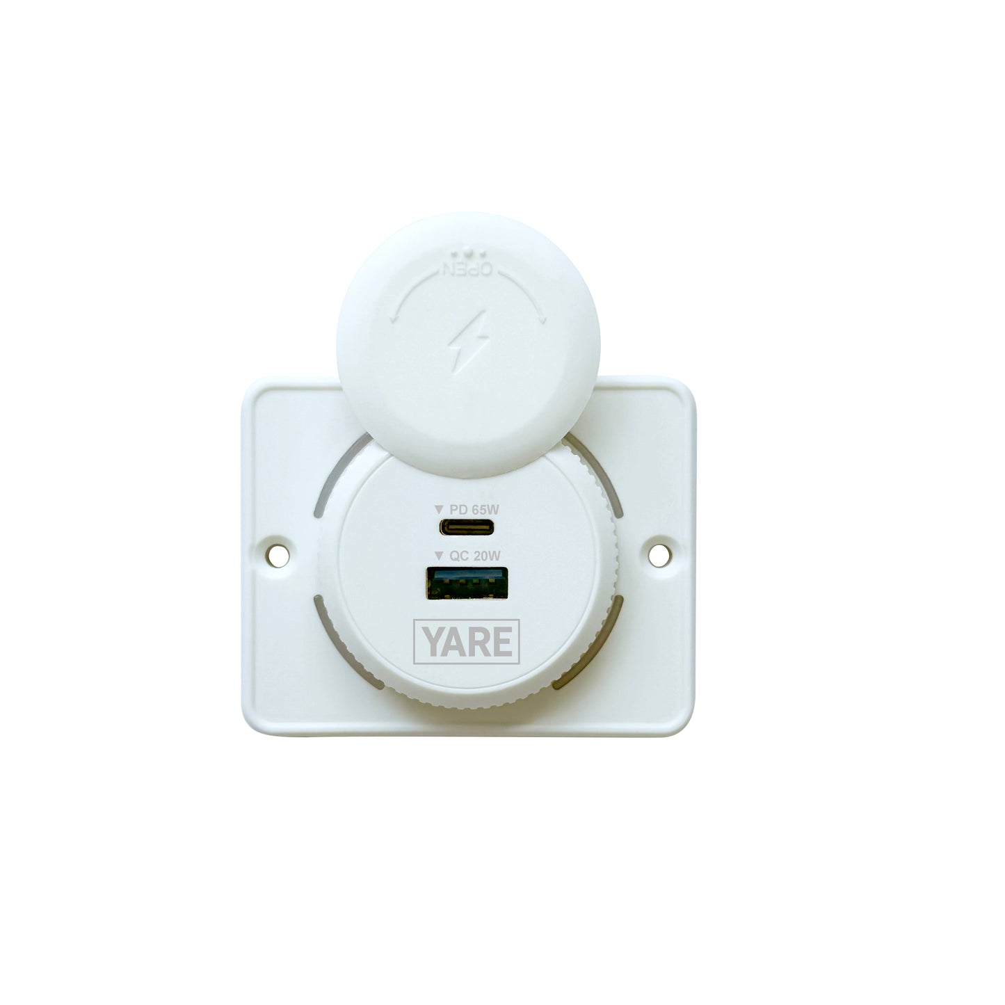 Flush Mount Charger – White 85W 12/24 Volt Dual USB (65W USB-C + 20W USB-A)