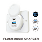 Flush Mount Charger – White 120W 12/24 Volt Dual USB (100W USB-C + 20W USB-A)